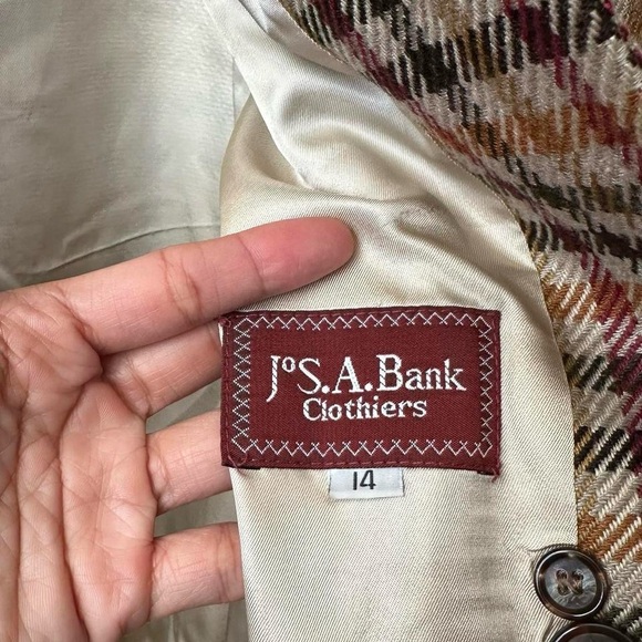 VINTAGE 1990s CLASSIC BROWN PLAID PATTERNED WOOL BLAZER JACKET SPORT COAT-14 - Picture 7 of 11